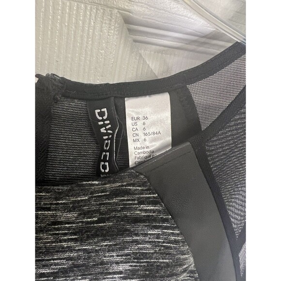 Womens DIVIDED H&M Black Faux Leather Bodycon Dress Size 6 Heathered Zip Back - Picture 5 of 7